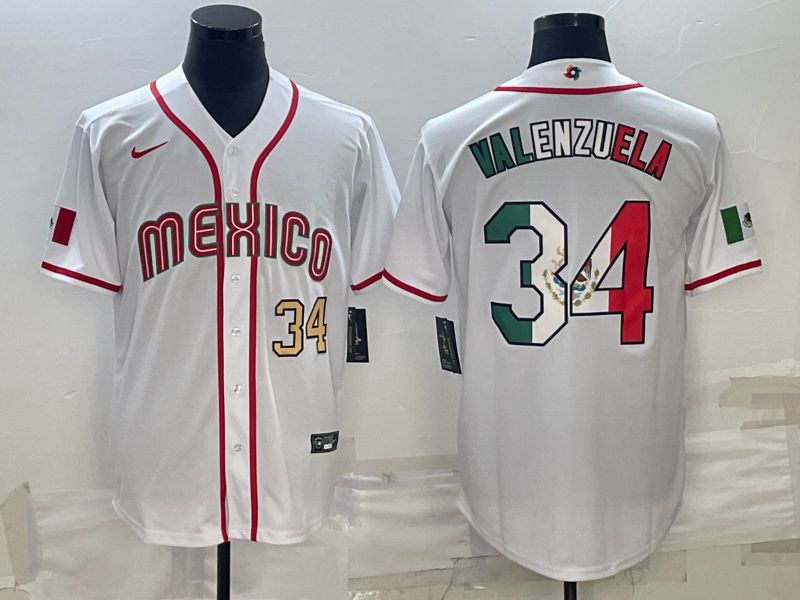 Men 2023 World Cub Mexico #34 Valenzuela White Nike MLB Jersey11